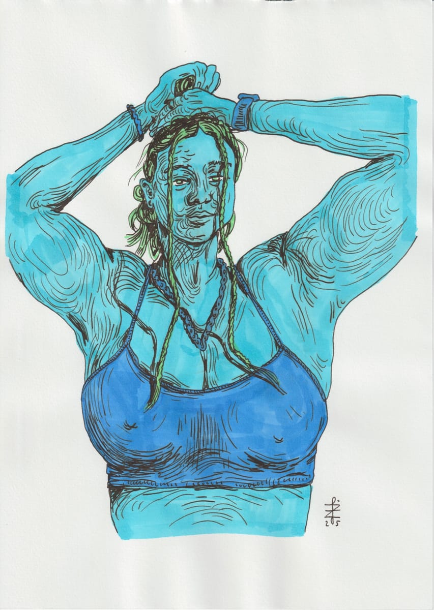 portrait-of-a-powerlifting-woman-with-braids-fixing-her-hair-2025-blue